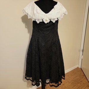 Vintage 80's Cachet Black and White Cocktail Dress